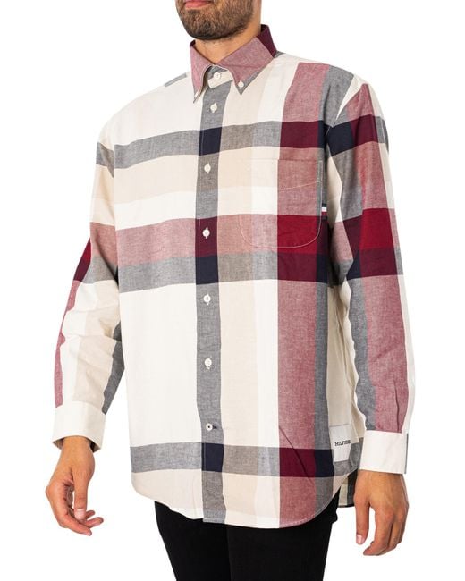 Tommy Hilfiger Red Placed Global Check Shirt for men