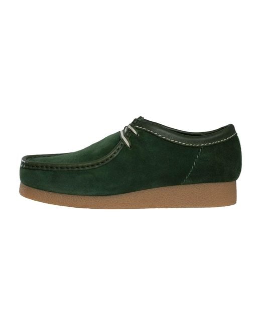 Clarks Green Wallabee Evo Suede Shoes for men