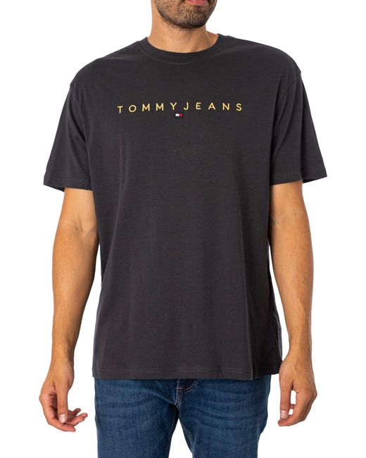 Tommy Hilfiger Black Regular Gold Linear Logo T-shirt for men