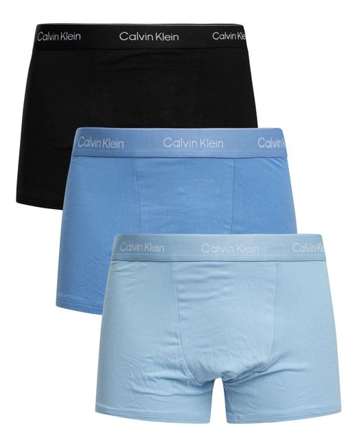 Calvin Klein Blue 3 Pack Icon Relaxed Fit Trunks for men