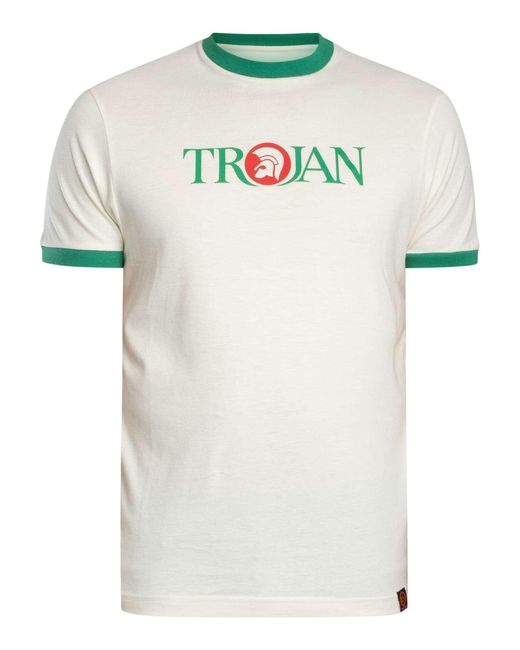 Trojan White Logo Ringer T-shirt for men