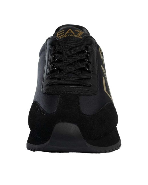EA7 Black Big Logo Trainers for men
