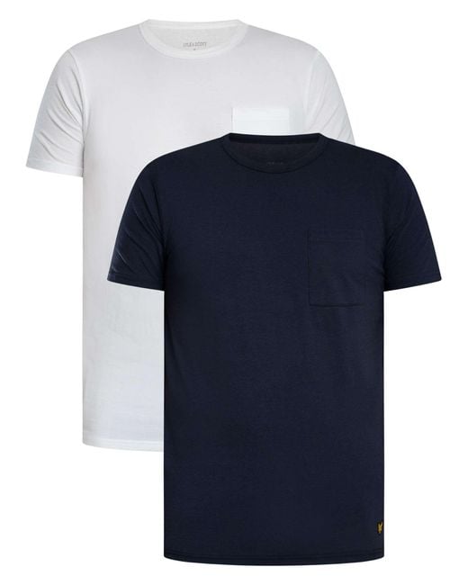 Lyle & Scott Blue 2 Pack Pocket Basic Lounge T-shirts for men