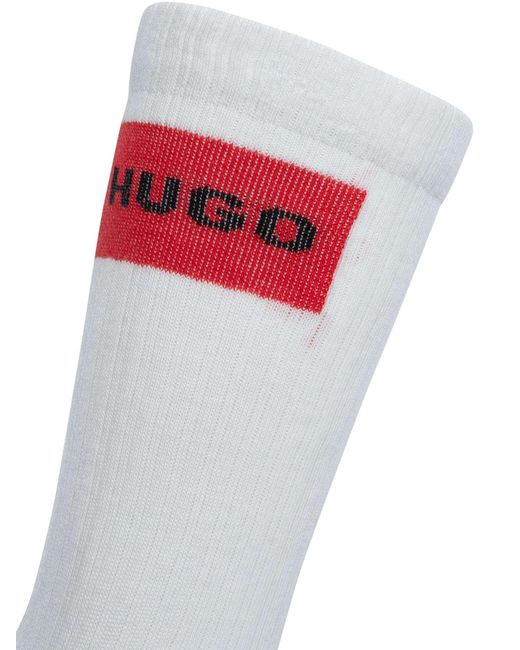 HUGO White 3 Pack Label Quarter Socks for men