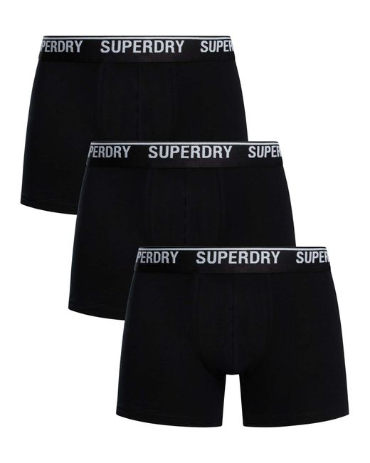 Superdry Black 3 Pack Organic Cotton Boxer Briefs for men