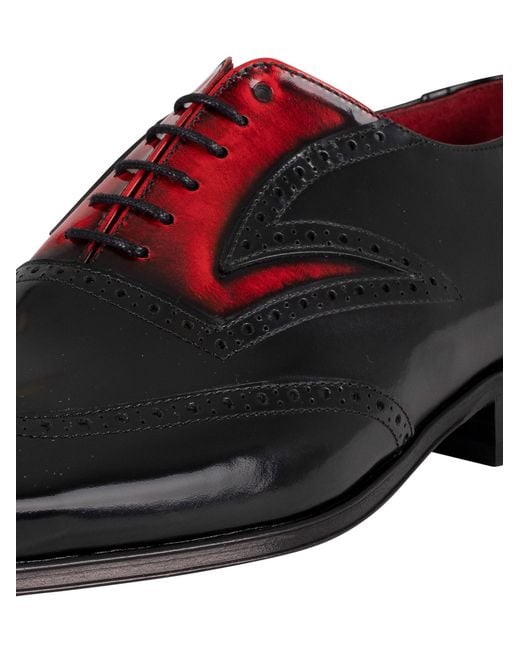 Jeffery West Black Oxford Polished Leather Shoes for men