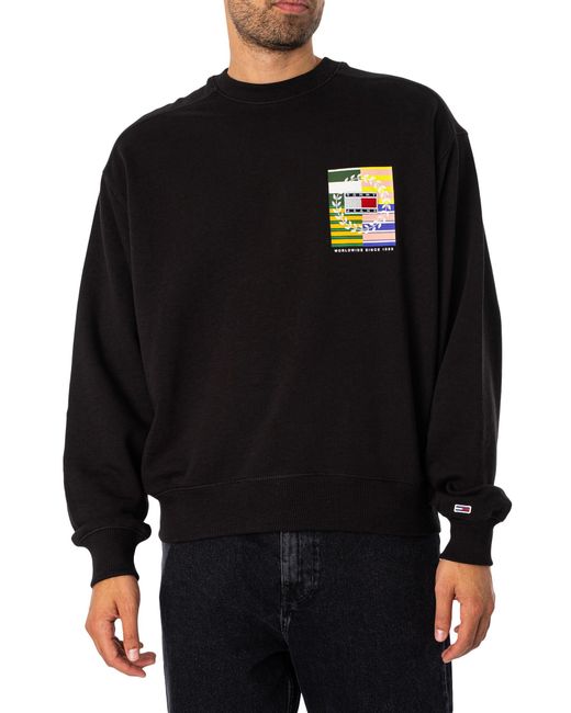 Tommy Hilfiger Black Boxy Luxe Back Graphic Sweatshirt for men