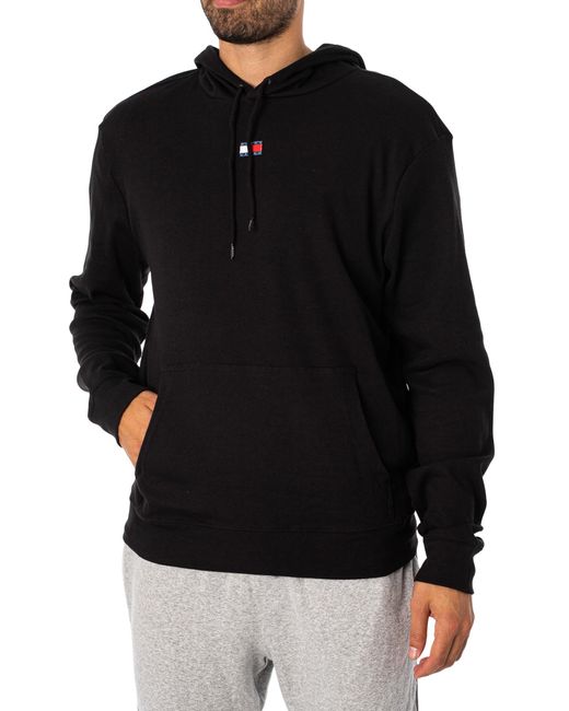 Tommy Hilfiger Black Lounge Rib Pullover Hoodie for men