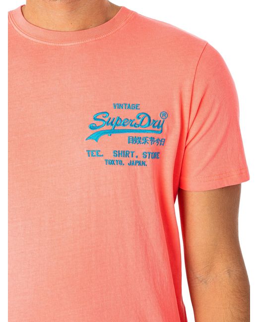 Superdry Pink Neon Vintage Chest Logo T-shirt for men