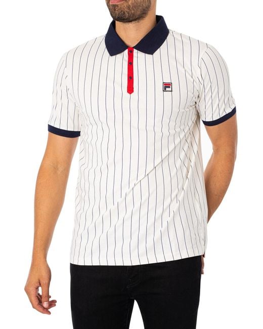 Fila White Classic Vintage Stripe Polo Shirt for men