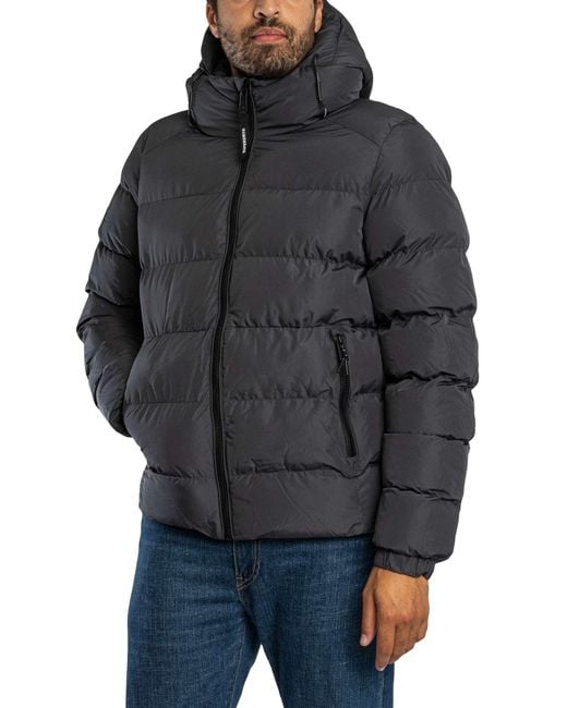 Superdry Gray Hooded Sport Puffer Jacket for men