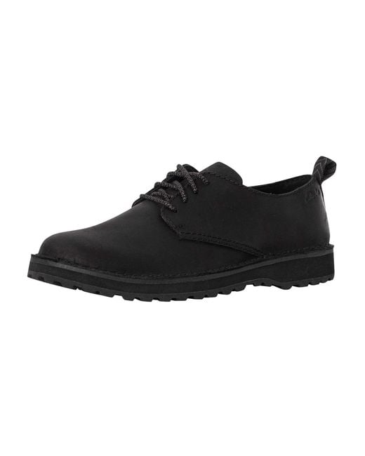 Clarks Black Solsbury Lace Leather Shoes for men