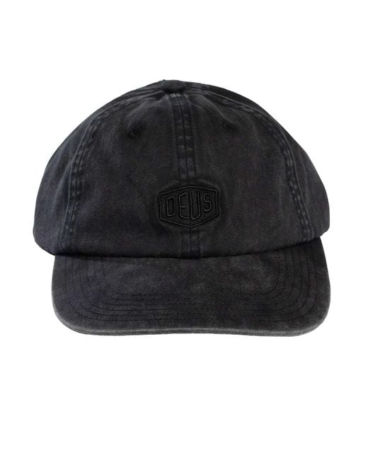 Deus Ex Machina Black Shield Garment Dyed Dad Cap for men