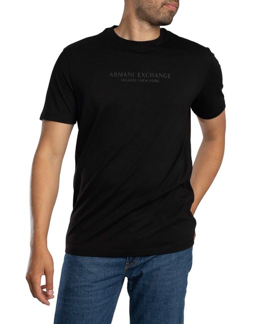 ARMANI EXCHANGE Black Logo Graphic T-shirt for men