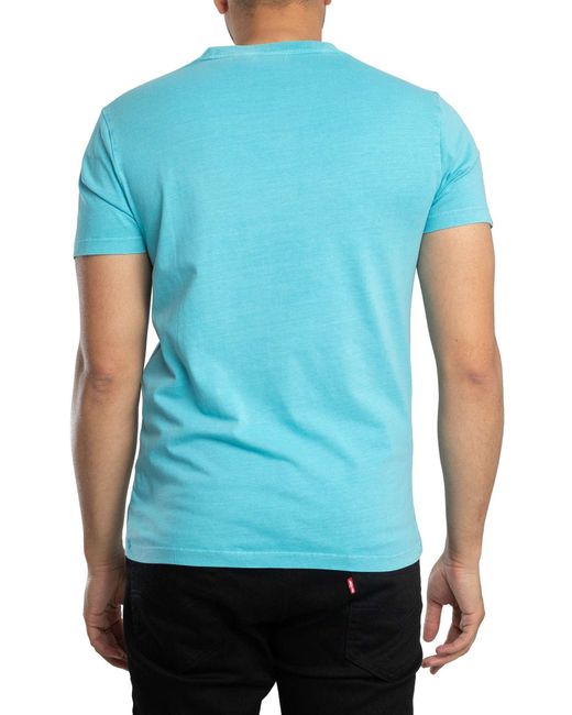Superdry Blue Essential Logo Emb Neon T-shirt for men