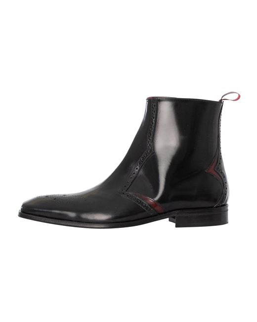 Jeffery West Black Scarface Leather Zip Chelsea Boots for men
