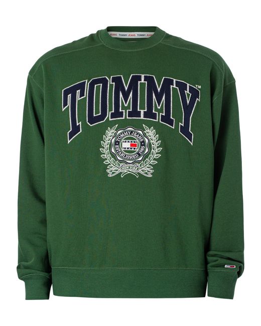 Tommy Hilfiger Green Boxy College Graphic Sweatshirt for men