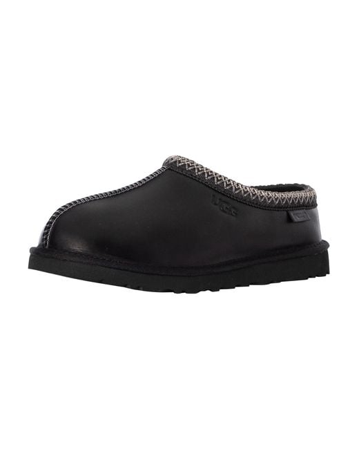 Ugg Black Tasman Leather Regen Slippers for men