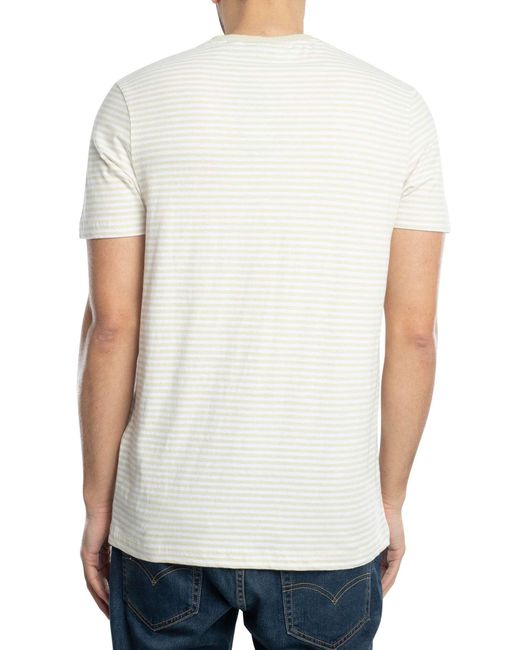 Lyle & Scott White Linen Blend Breton Stripe T-shirt for men