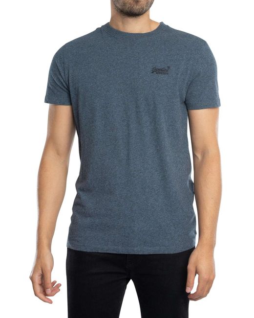 Superdry Blue Essential Logo Emb T-shirt for men