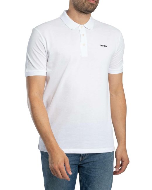 HUGO White Donos222 Polo Shirt for men