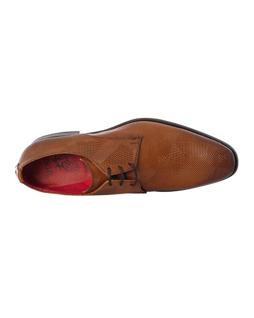 Jeffery West Brown Derby Leather Shoes for men