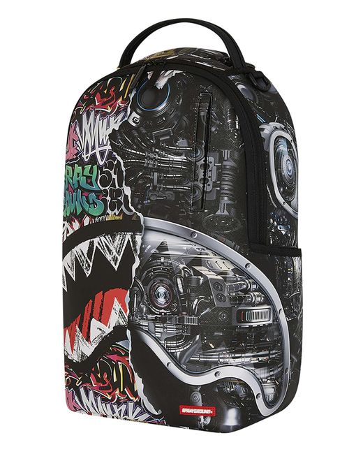 Sprayground Black 20l Split Cybershark Backpack for men