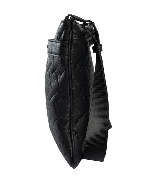 ARMANI EXCHANGE Black Embedded Brand Messenger Bag for men