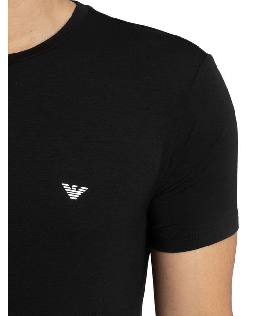 Emporio Armani Black 2 Pack Lounge Crew Fitted T-shirt for men