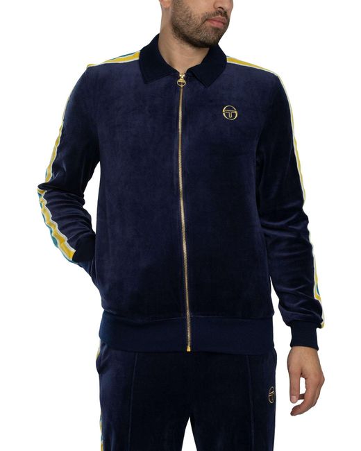 Sergio Tacchini Blue Monte Velour Track Jacket for men
