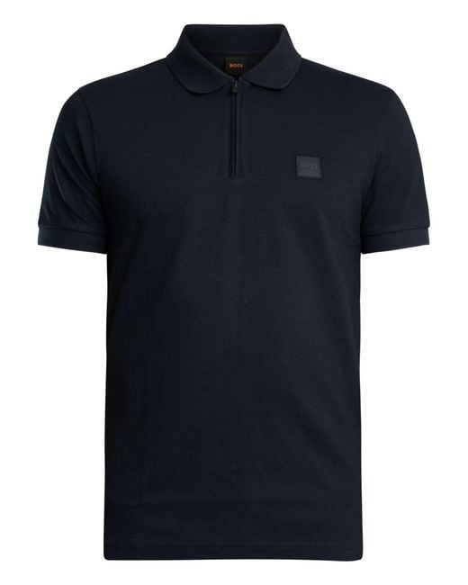 Boss Blue Passerzip Polo Shirt for men