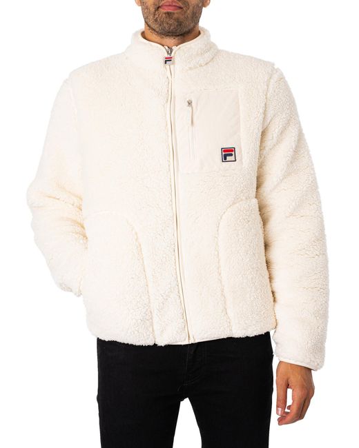 Fila White Cormac Tonal Zip Fleece Jacket for men