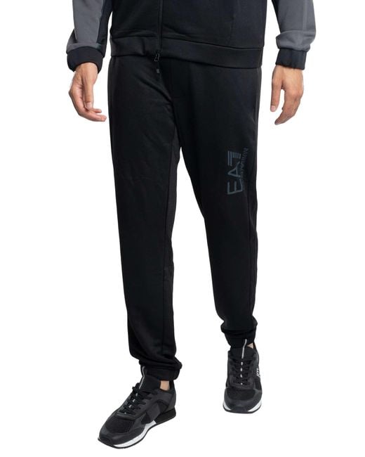 EA7 Black Logo Jersey Tracksuit for men