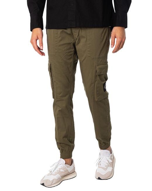 Calvin Klein Green Skinny Washed Cargo Trousers for men