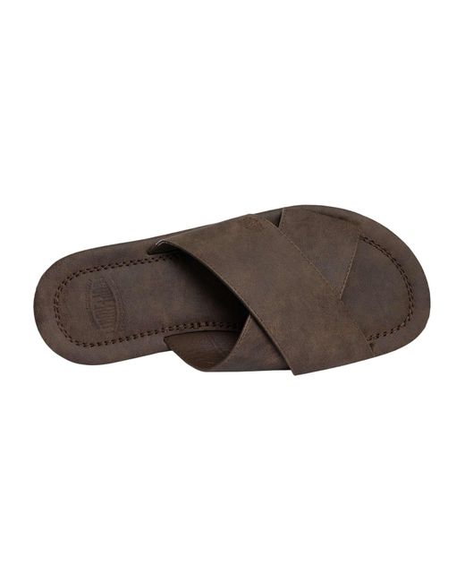 Superdry Brown Vintage Cross Strap Sliders for men