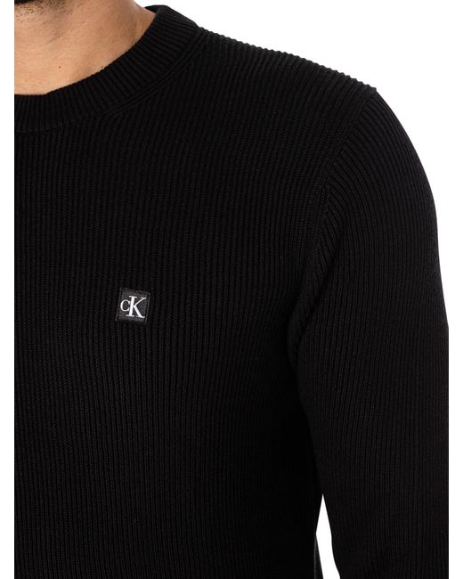 Calvin Klein Black Embroidered Badge Sweatshirt for men