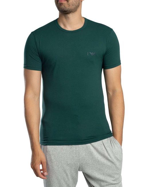 Emporio Armani Green 2 Pack Lounge Crew Neck Fitted T-shirt for men