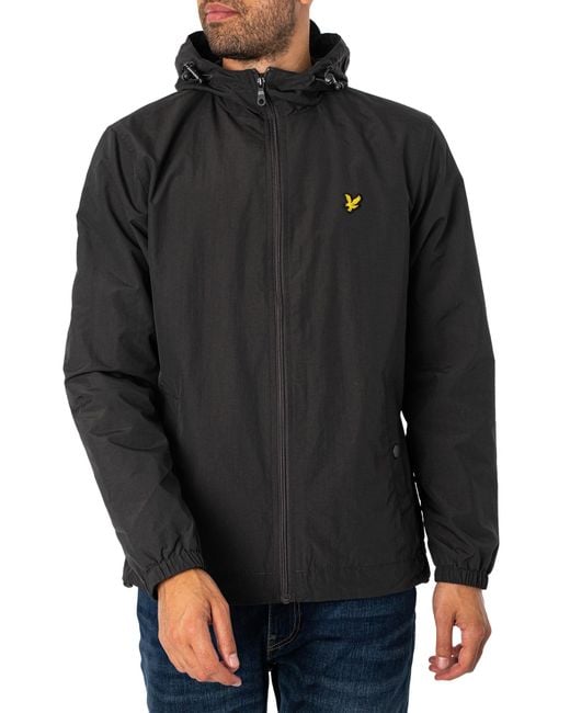 Lyle & Scott Black Zip Through Hooded Jacket for men