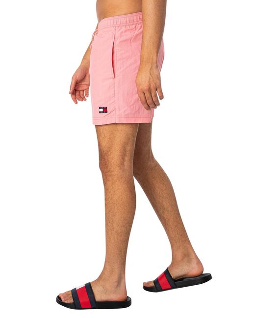 Tommy Hilfiger Pink Crinkle Nylon Swim Shorts for men