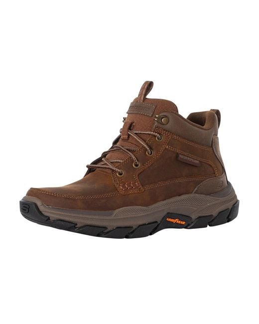 Skechers Brown Respected Boswell Leather Boots for men