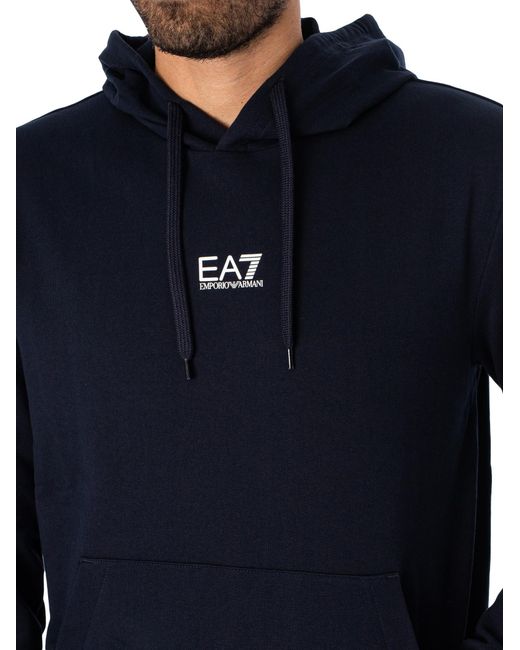 EA7 Blue Jersey Pullover Hoodie for men