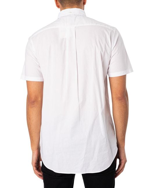 Gant White Regular Poplin Short Sleeved Shirt for men