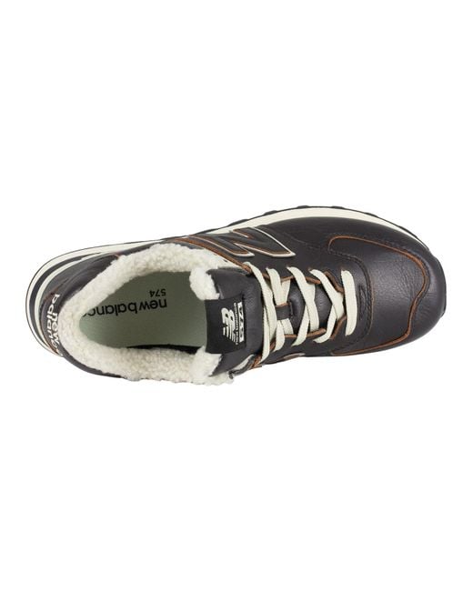 New Balance 574 Leather Sherpa Trainers in Black for Men  display picture 3