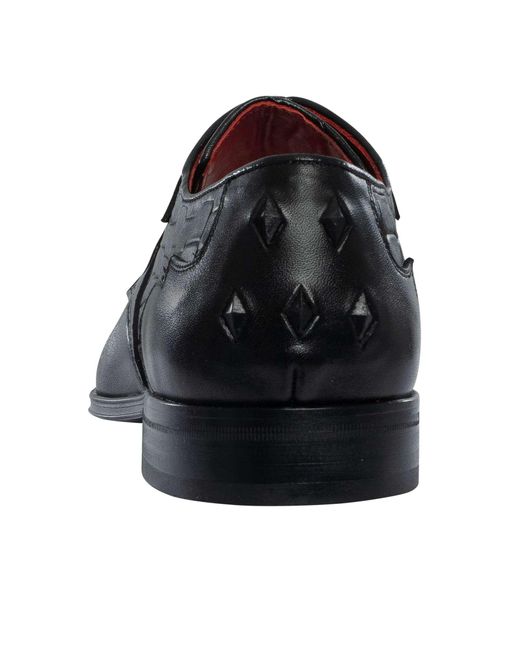 Jeffery West Black Croco Derby Leather Shoes for men