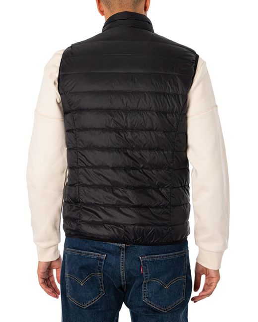 EA7 Black Woven Down Gilet for men