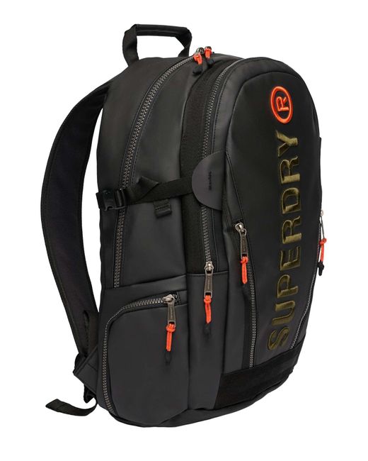 Superdry Black Tarp Emb Backpack for men