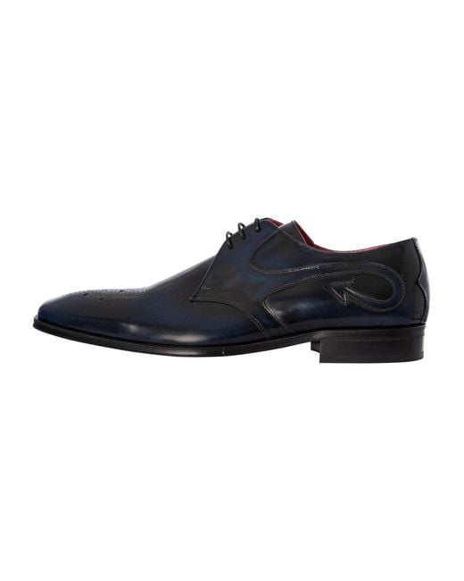 Jeffery West Blue Arrow Derby Polished Leather Shoes for men