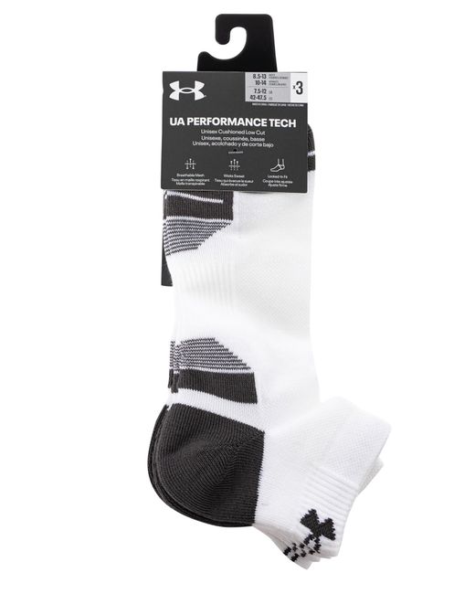 Under Armour White 3 Pack Performance Tech Low Cut Socks for men