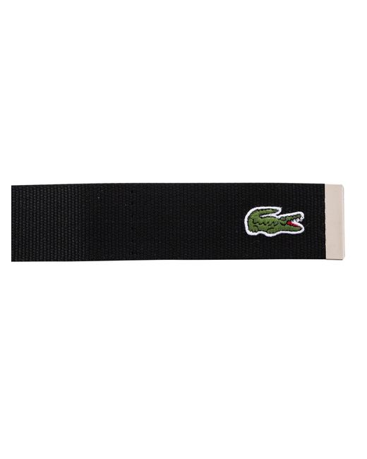 Lacoste Black Engraved Buckle Woven Belt for men