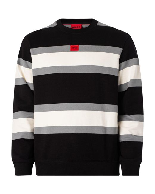 HUGO Black Diragol Stripe Sweatshirt for men